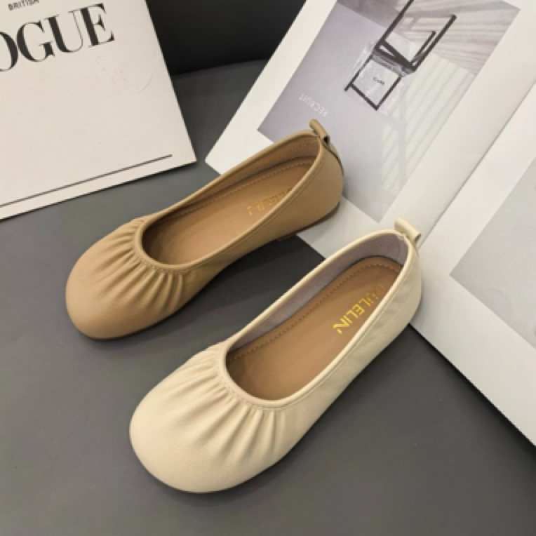 平底单鞋舒适平底鞋皮鞋防滑豆豆鞋法式一脚蹬修面