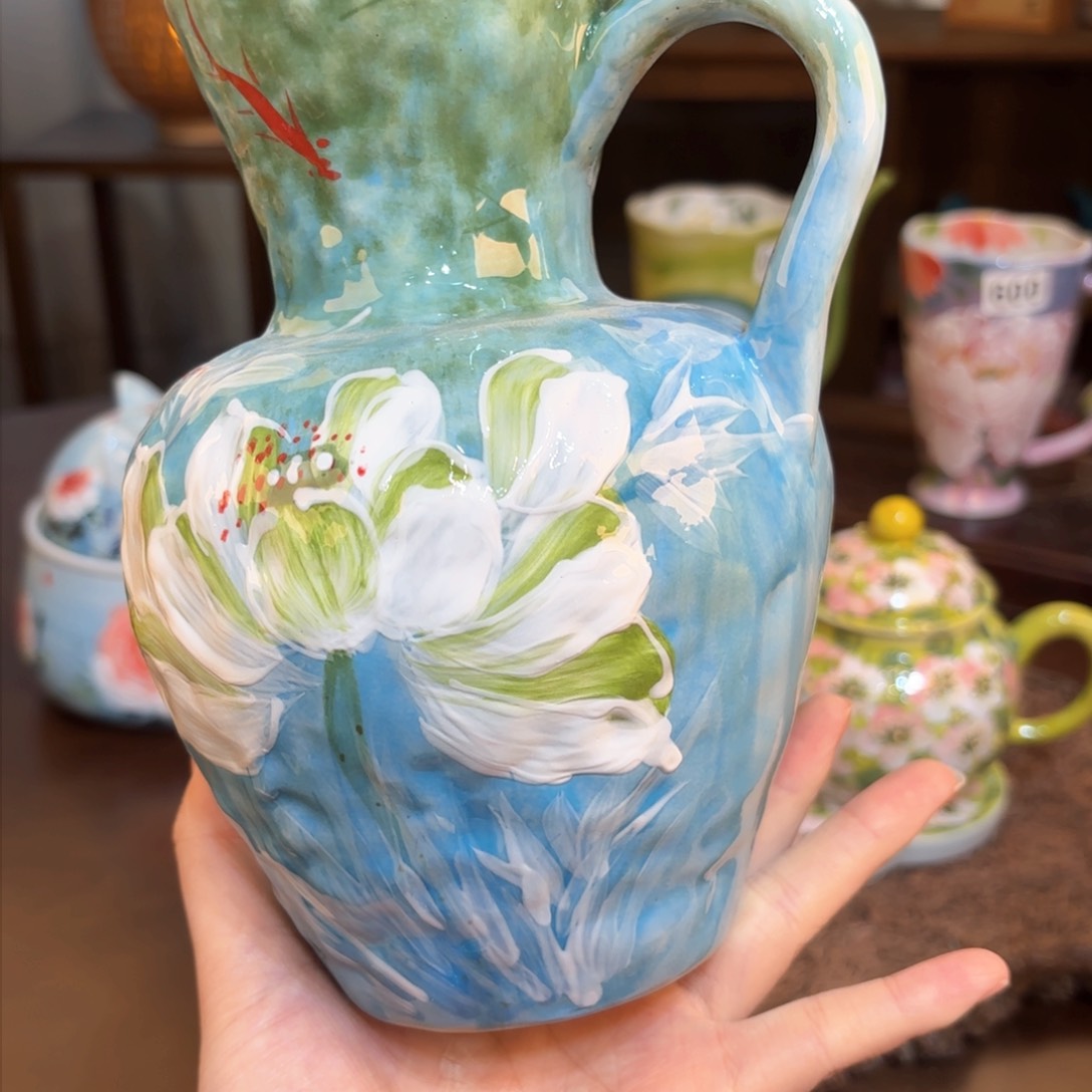景德镇手绘高温釉下彩陶瓷茶具