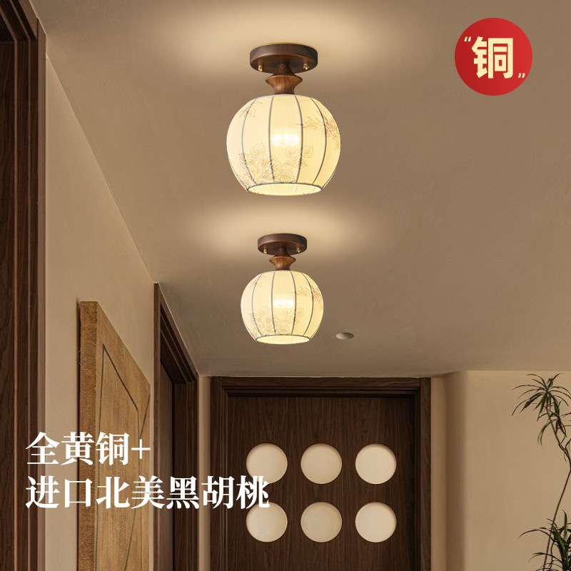 全铜美式中古法式复古客厅过道灯南洋茶室卧室玄关阳台入户走廊灯