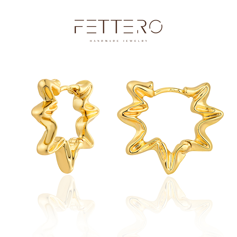 fettero 铜合金耳饰 【金色琉璃尖耳环】气质小众简约时尚百搭