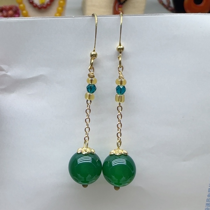 玛瑙/玉髓耳坠合金