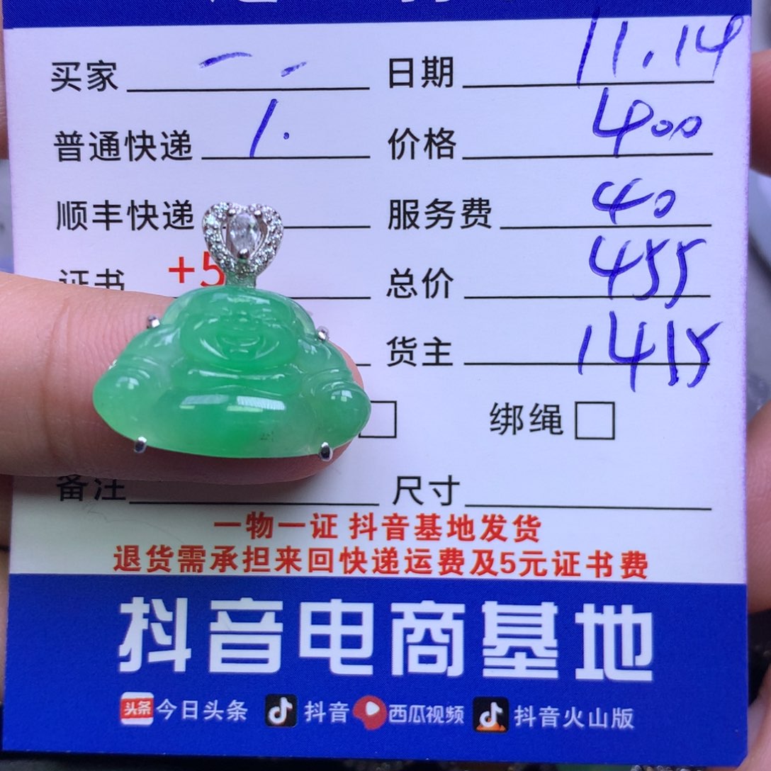 颈饰银S925镶嵌翡翠一***一