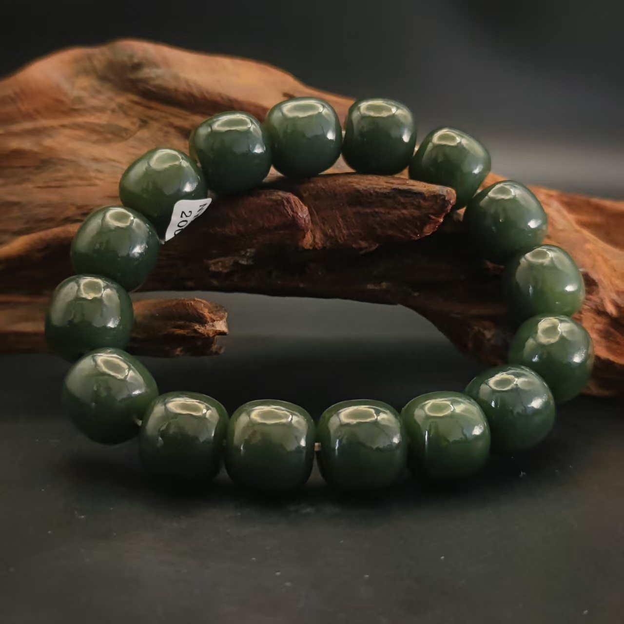 Q和田玉且末桶珠手串（卡14）0365