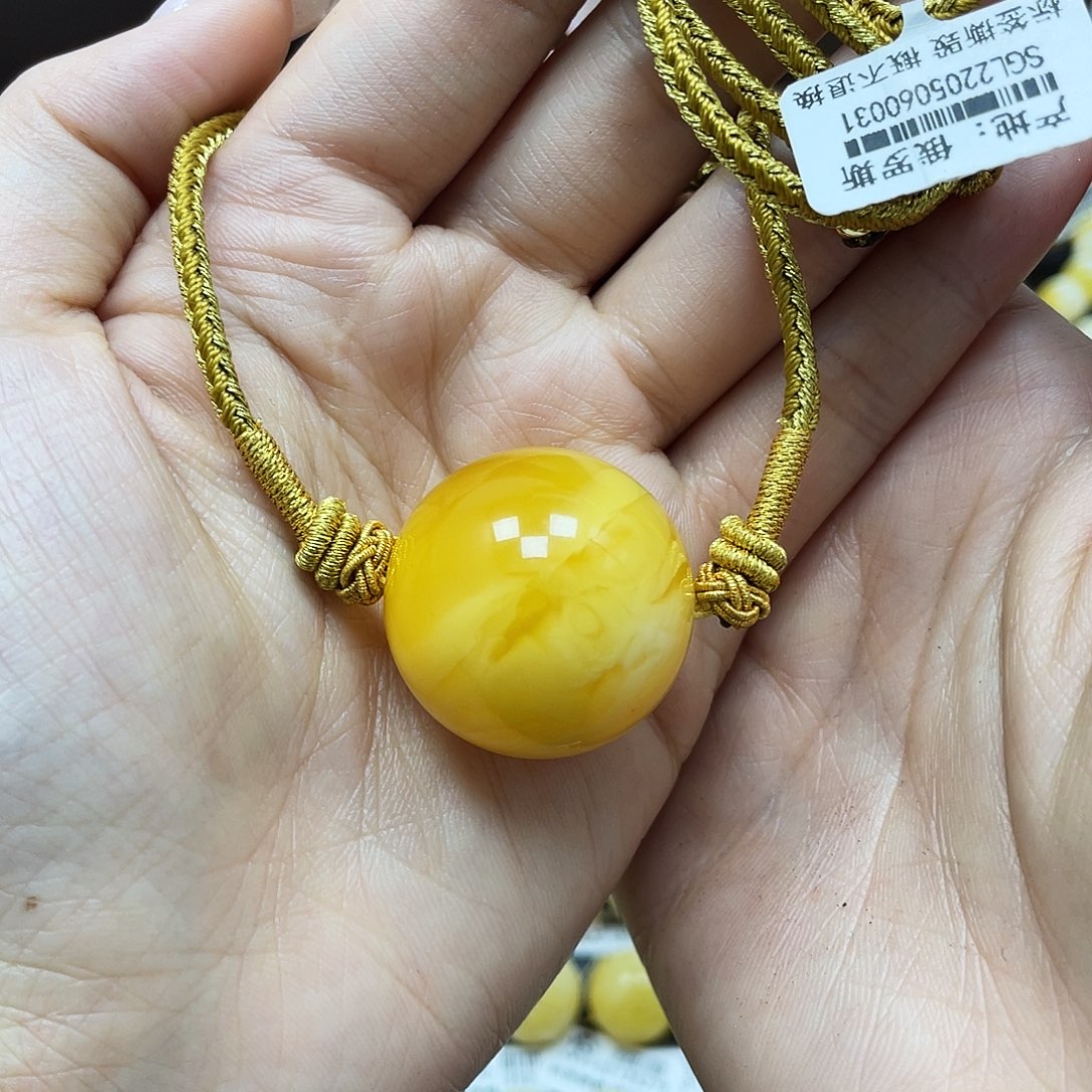 蜜蜡裸石未镶嵌锁骨链圆珠27mm