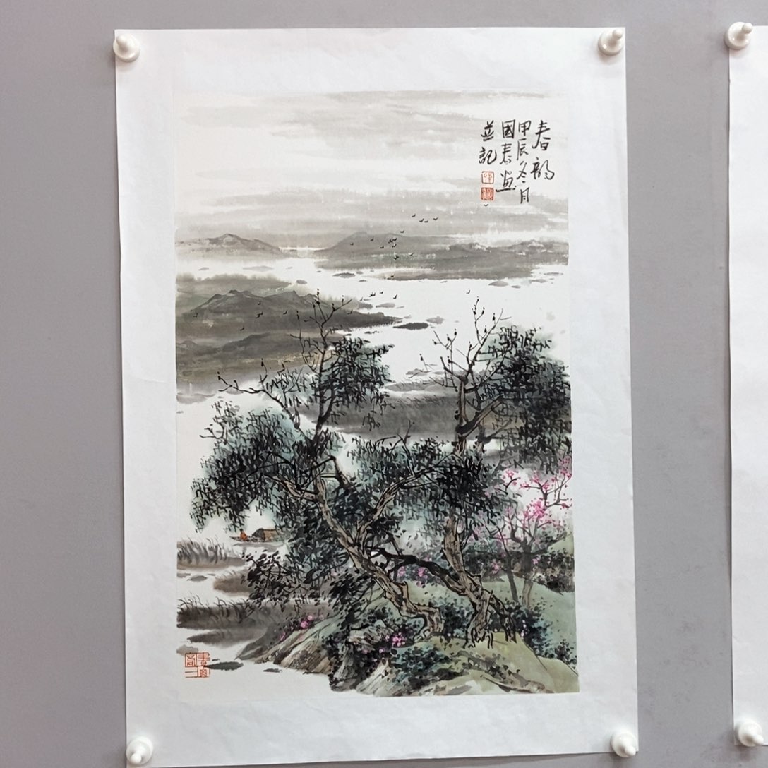 国画韦国春四尺三开真人真品