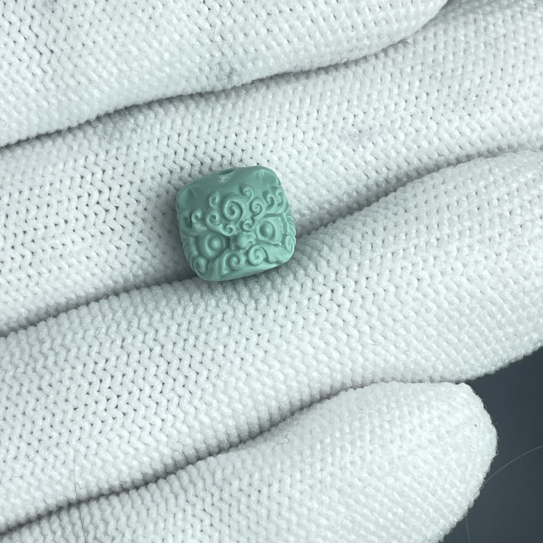 原矿绿松石醒狮雕刻9.9尺寸