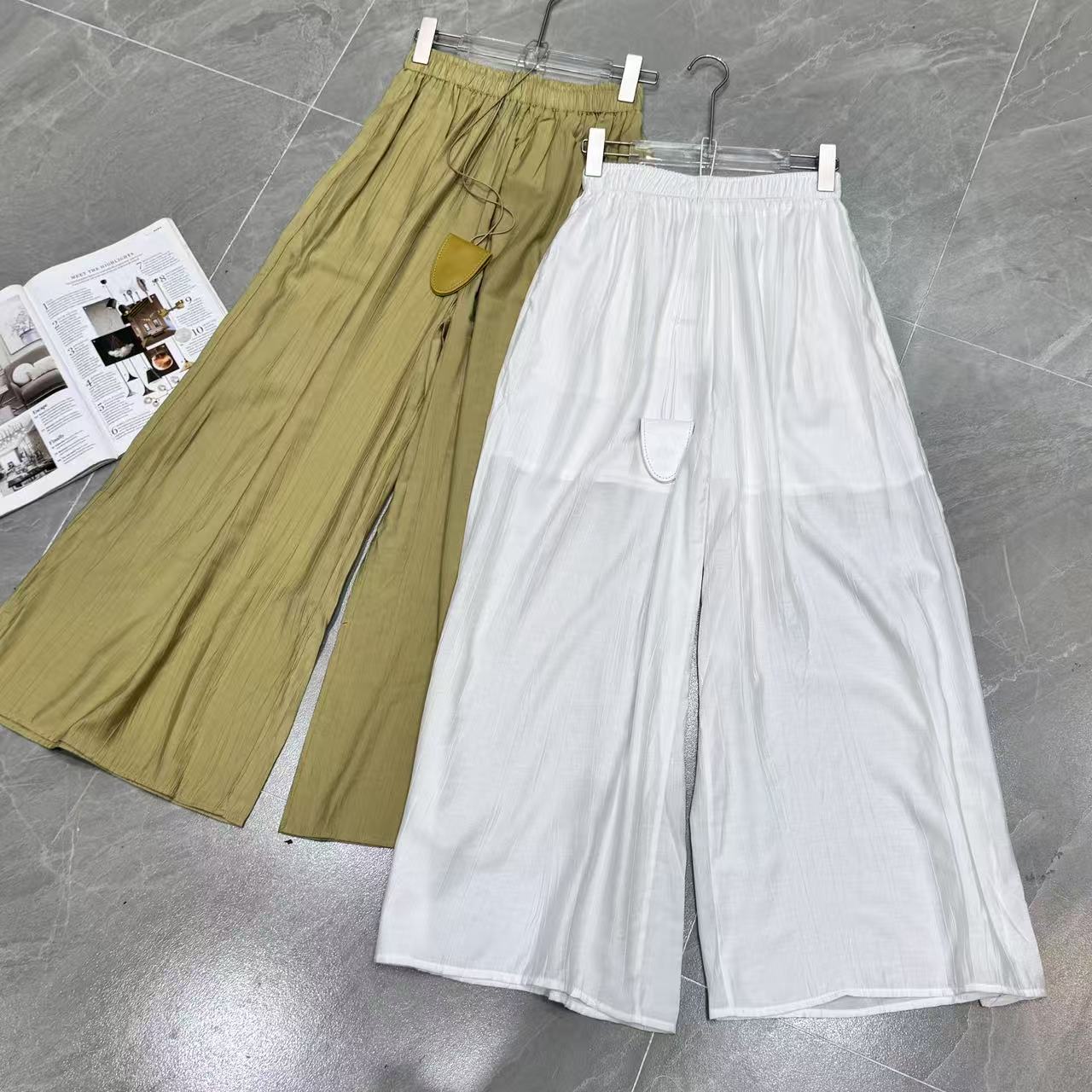 Z.X 设计款松紧腰肌理感休闲阔腿裤  262