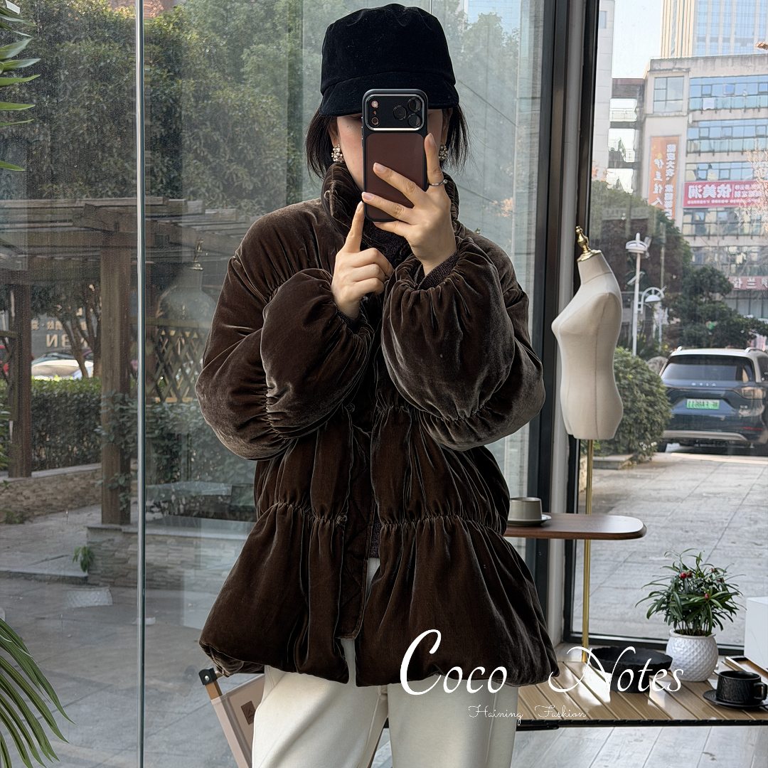 COCO NOTES PE4268国风桑蚕丝鹅绒服羽绒服宽松外套