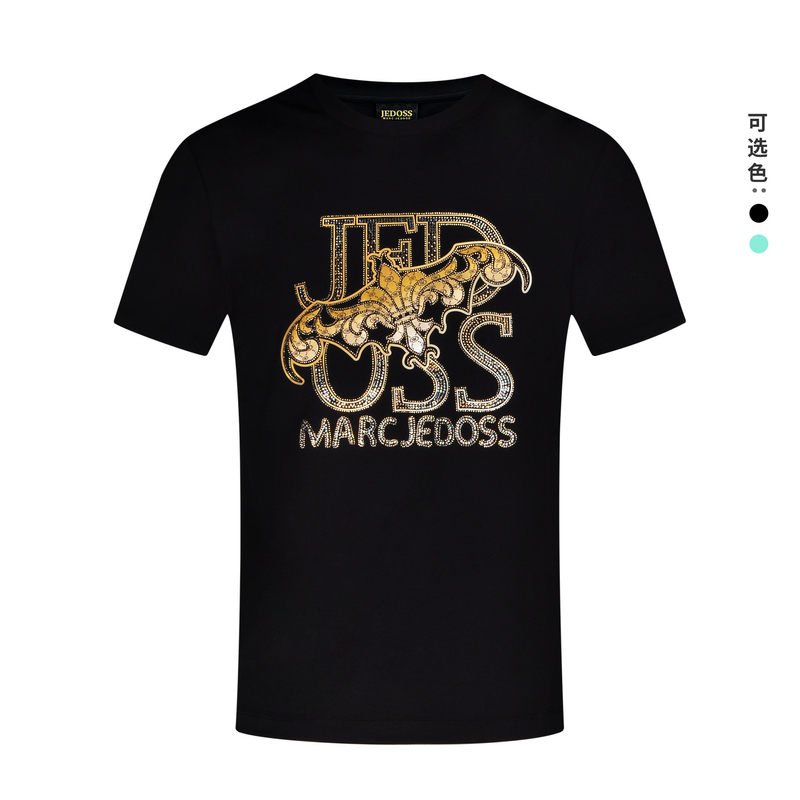 JEDOSS/爵迪斯2025夏季潮流LOGO烫钻胶印短袖半袖男款T恤户外289
