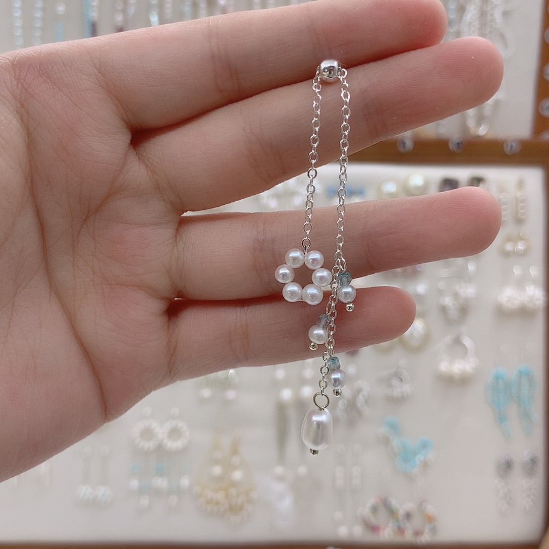 银S925镶嵌淡水珍珠耳饰