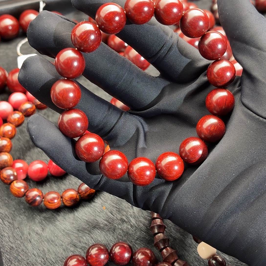 李***大小叶紫檀手串/手链原汁原味龙鳞底顶泥