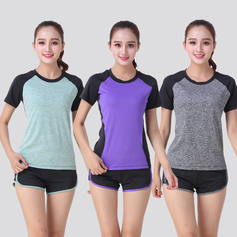 孤品春夏速干运动短袖跑步短袖骑行瑜伽短袖上衣修身撞色健身户外