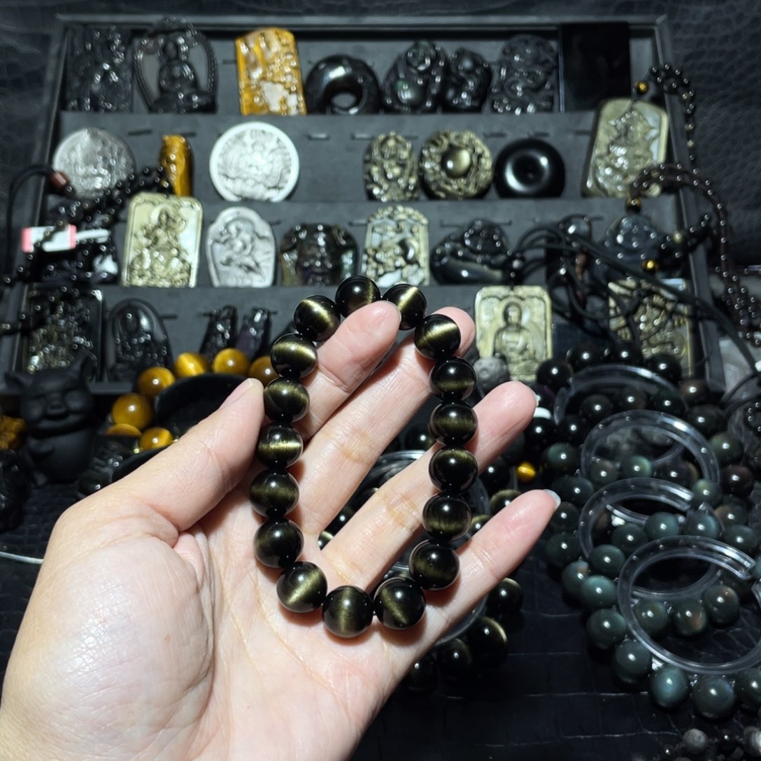 黑曜岩手链未镶嵌偶***客