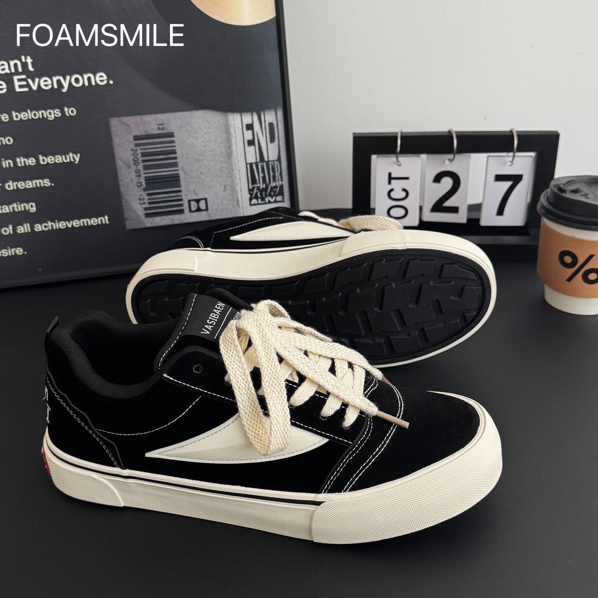 Foamsmile| 街头潮流穿搭痞帅蓝黄高级美式低帮冬季滑板鞋男鞋