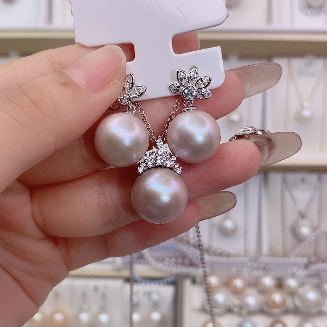 师***九淡水珍珠银S925镶嵌颈饰