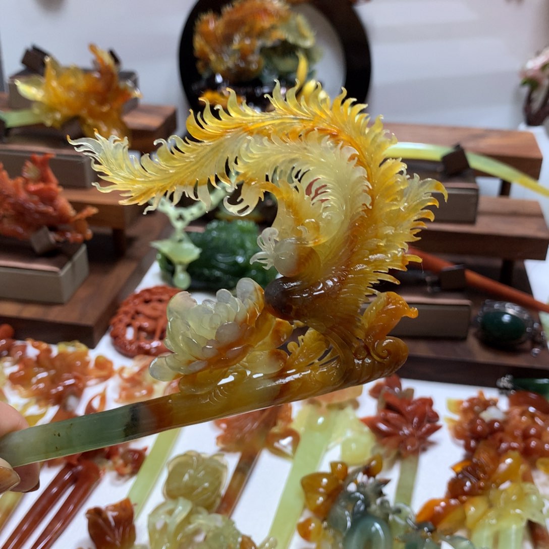 蛇纹石玉发饰未镶嵌1****歌