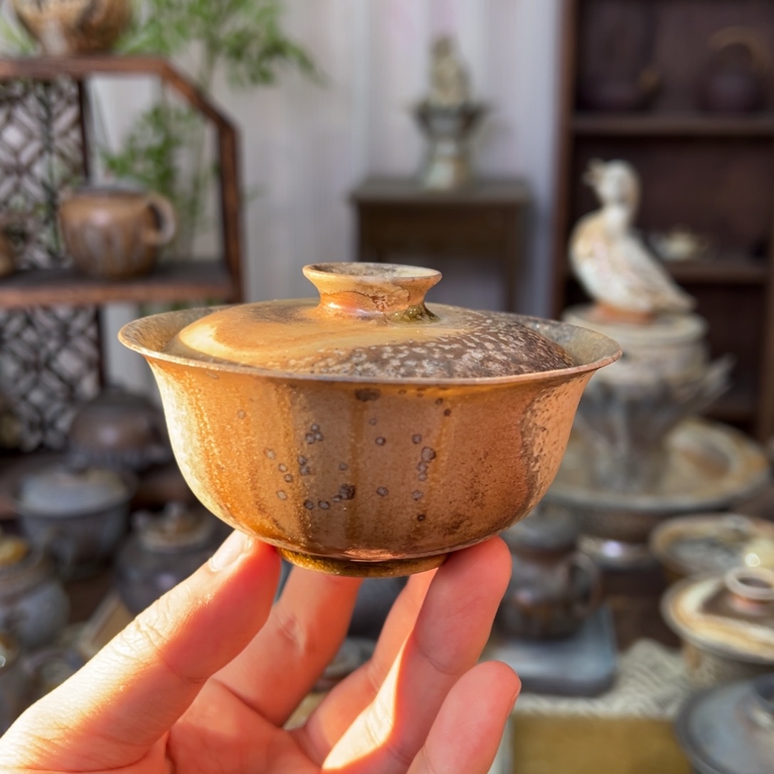 不染柴烧精品盖碗