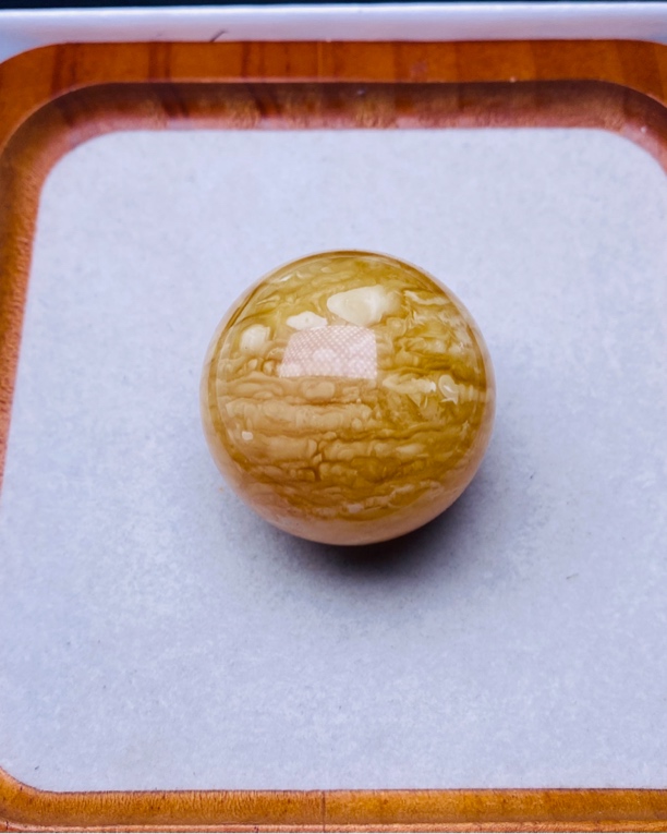 天然琥珀蜜蜡俄料千层雪虎皮橘底溶洞单珠42mm+上等蜜蜡手串