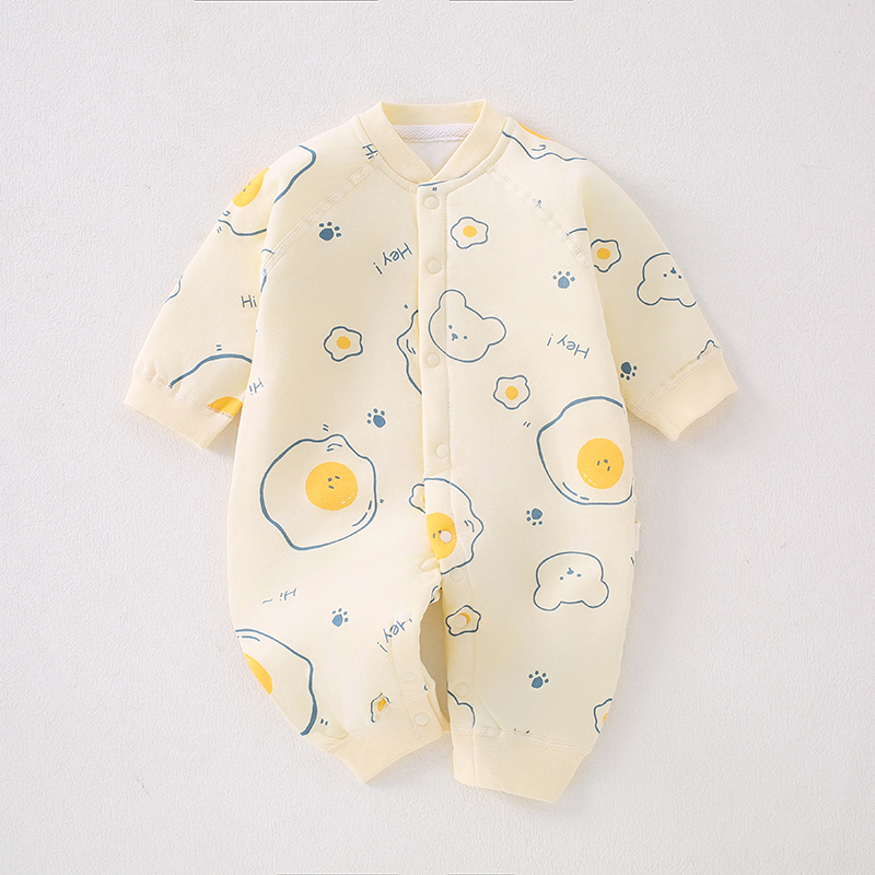 2025宝宝连体衣秋冬保暖纯棉新生儿40g薄棉打底婴儿衣服夹棉秋装