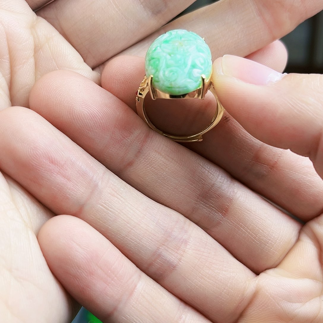 翡翠戒指银S925镶嵌戒指