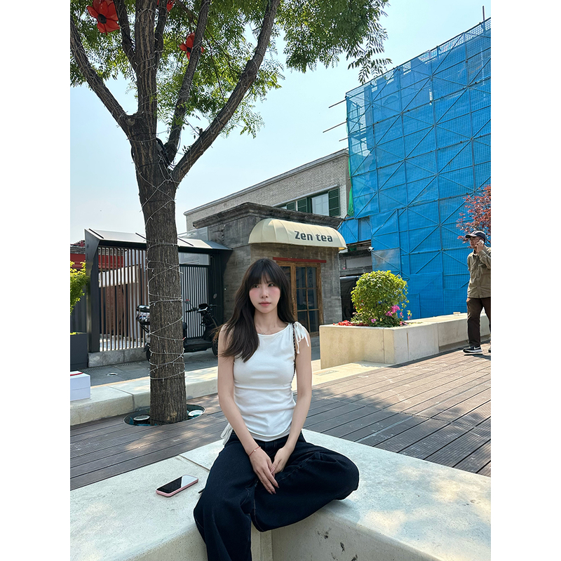 【五月欧尼】row白色绑带背心 U010