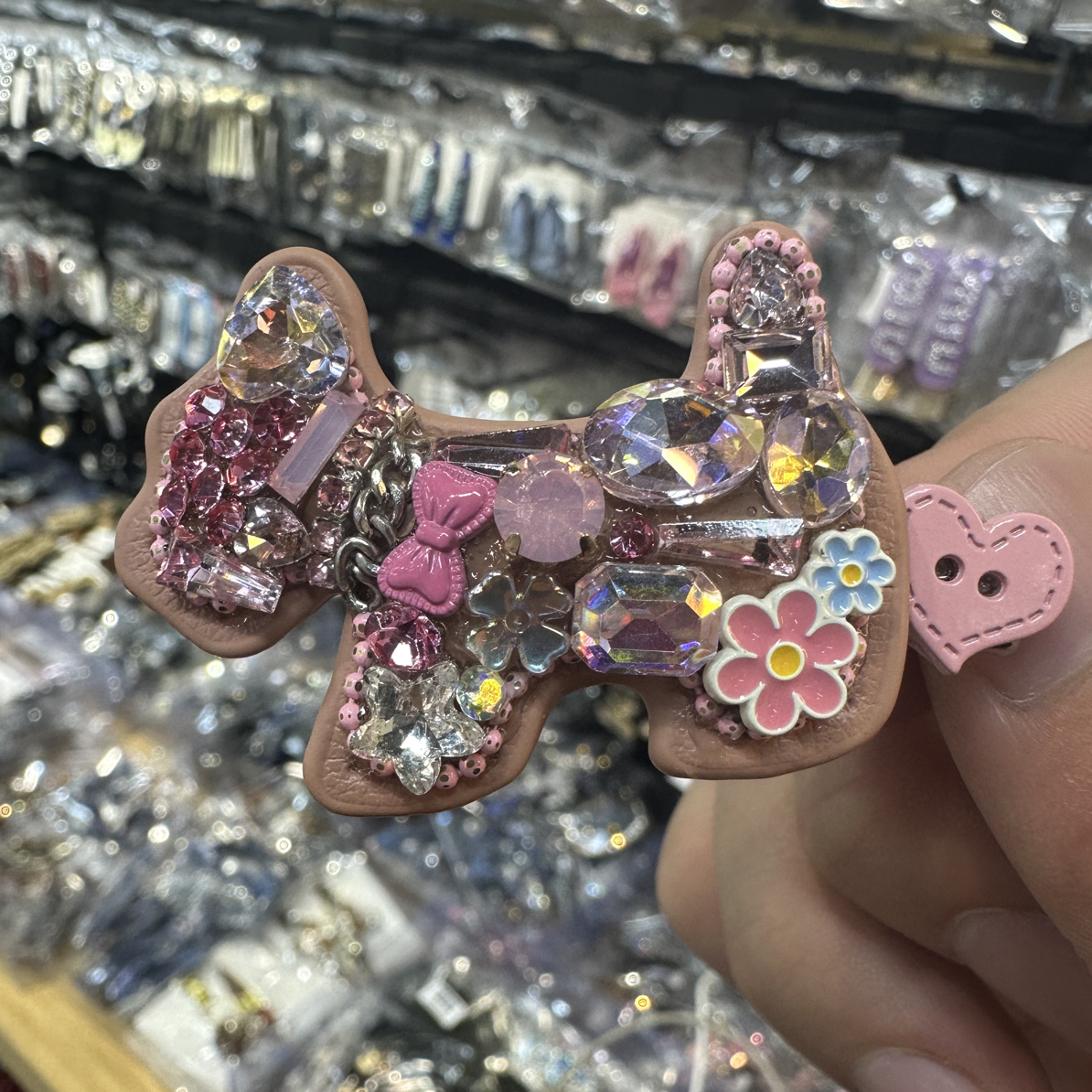 粉色小狗闪钻西高地重工甜美少女风边夹发夹日韩小众首饰可爱