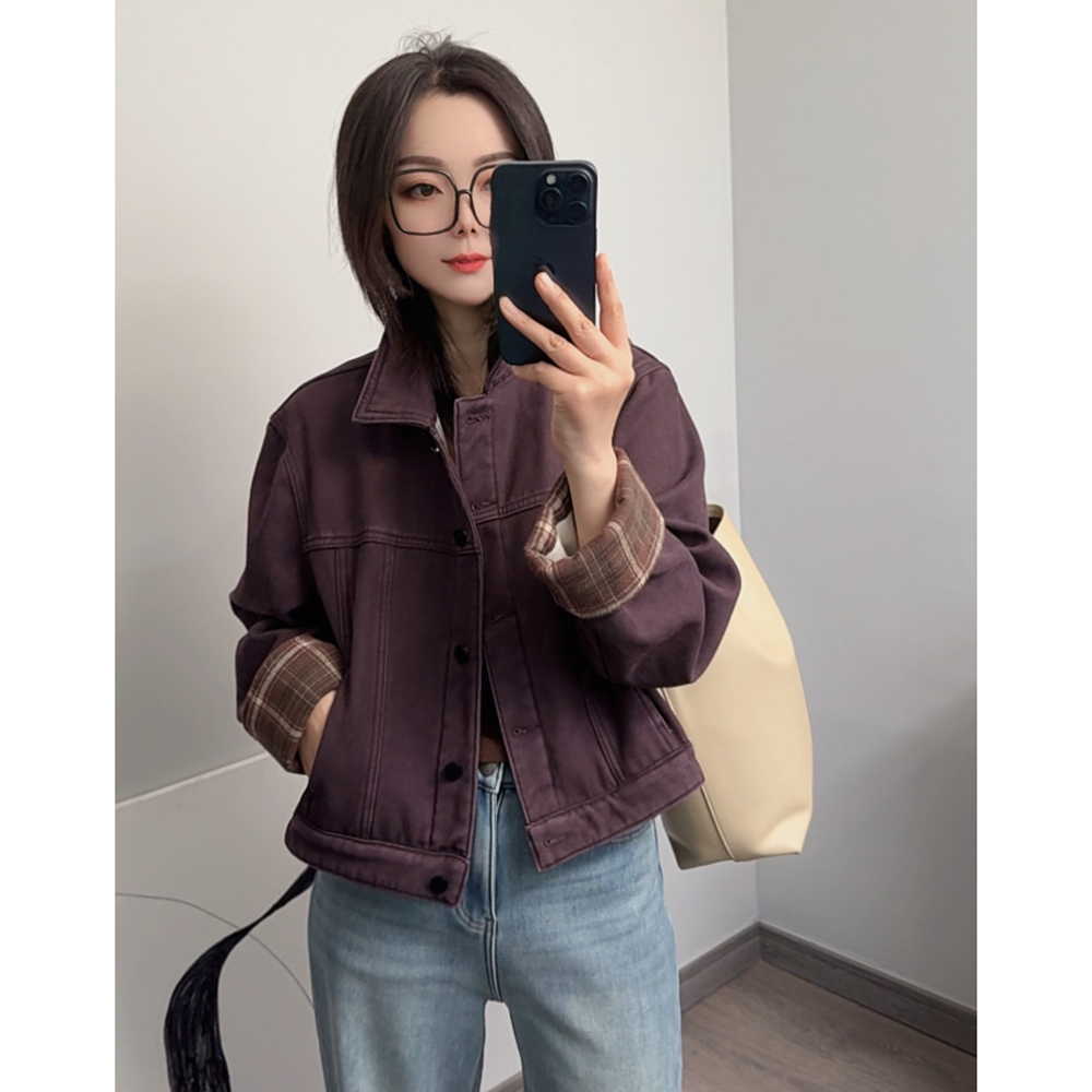 小个子加绒牛仔外套女短款冬季新款百搭一体绒高腰型上衣ins休闲