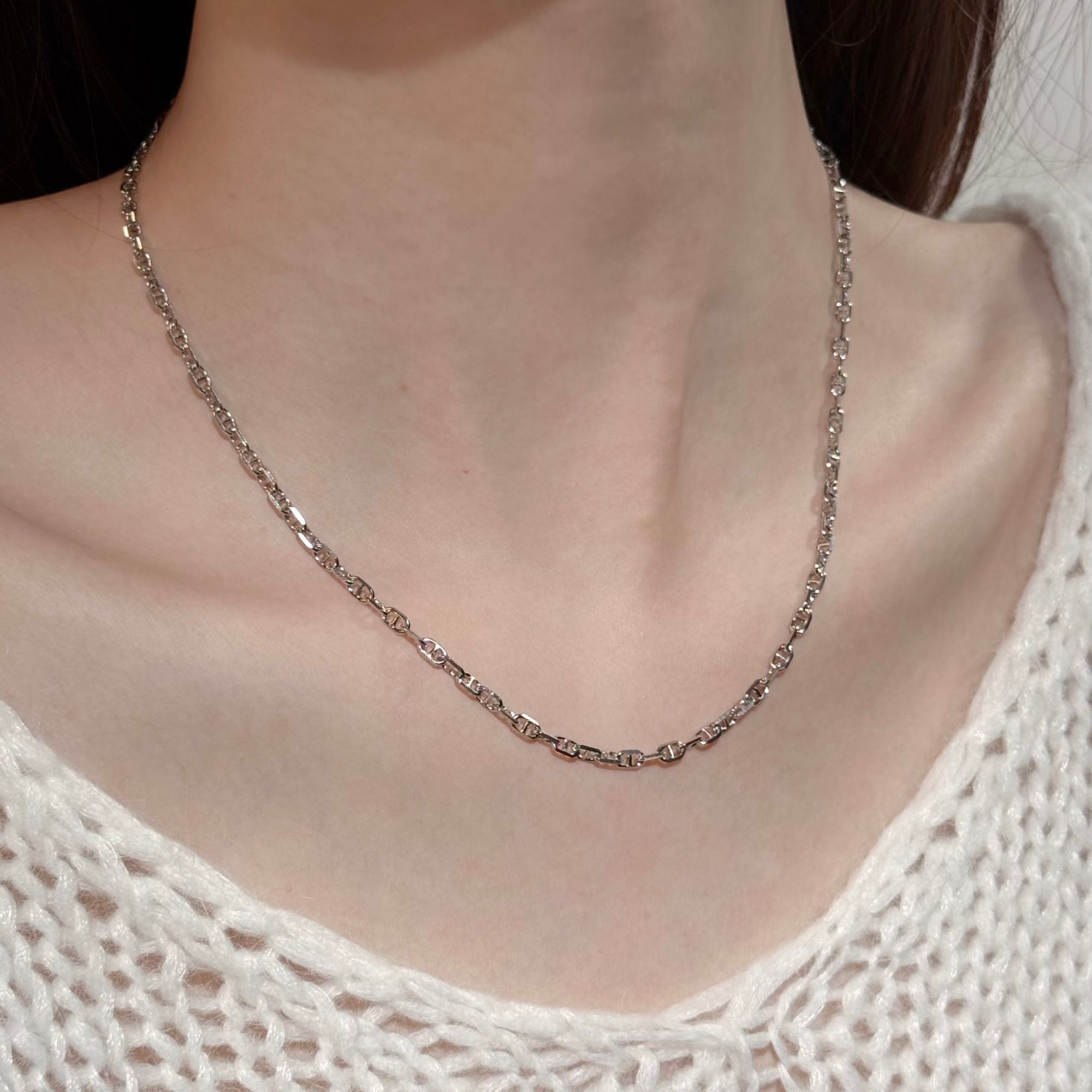 早兰 链子925银 【听浔项链】S925百搭高级设计感猪鼻子单项链