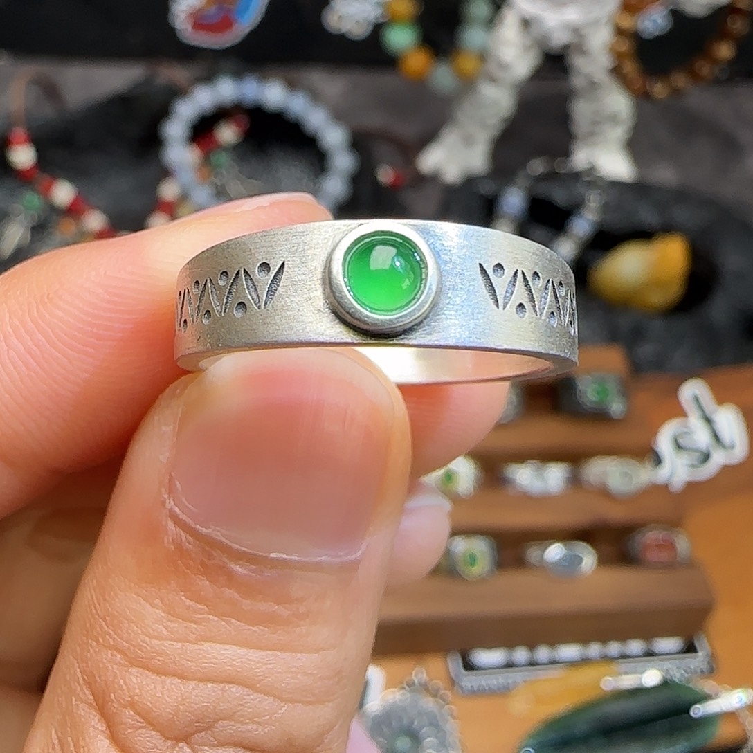 翡翠银S925镶嵌戒指