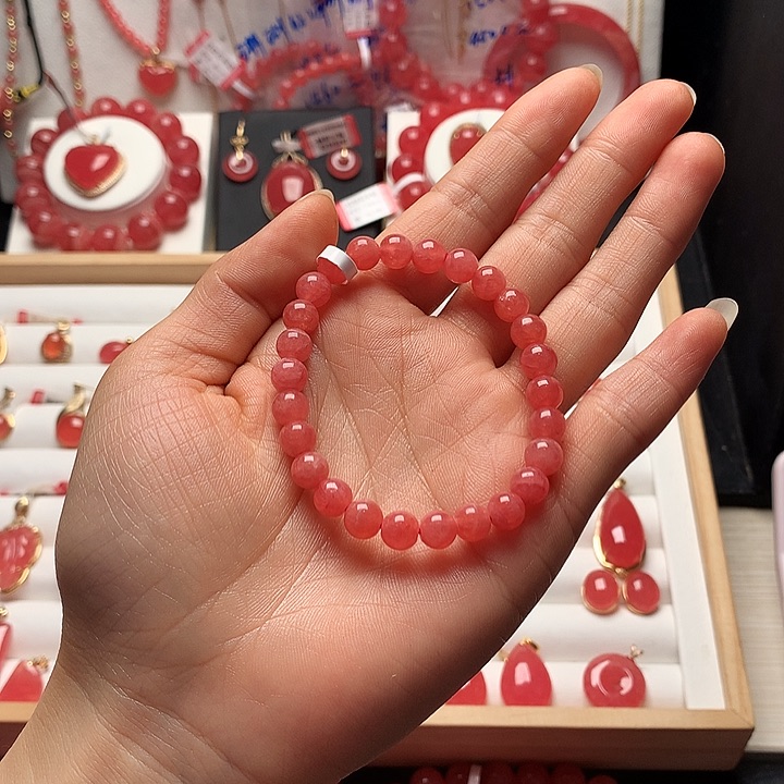 菱锰矿（红纹石）未镶嵌手绳红**王