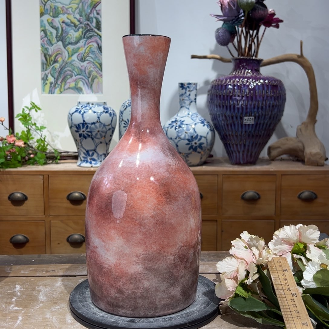 摆件陶瓷花瓶高33口2瑕疵