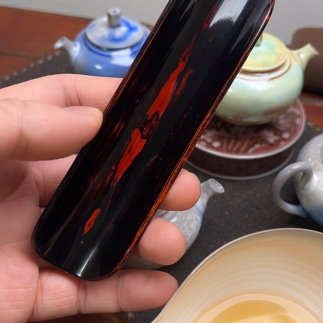 瓷大漆茶则纯手工作品