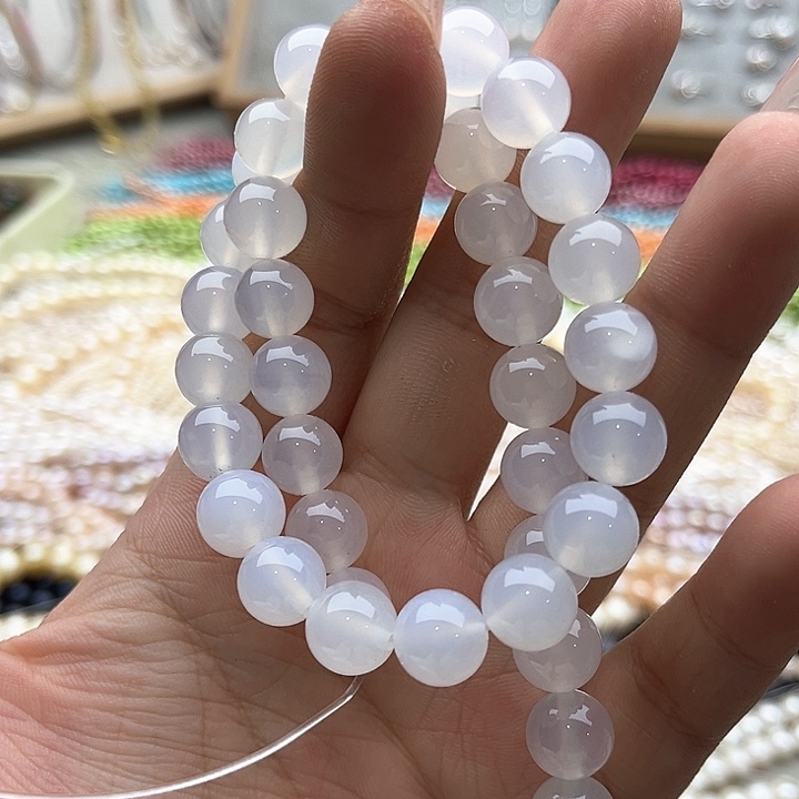 玛瑙/玉髓珠宝半成品未镶嵌10mm左右白玛瑙