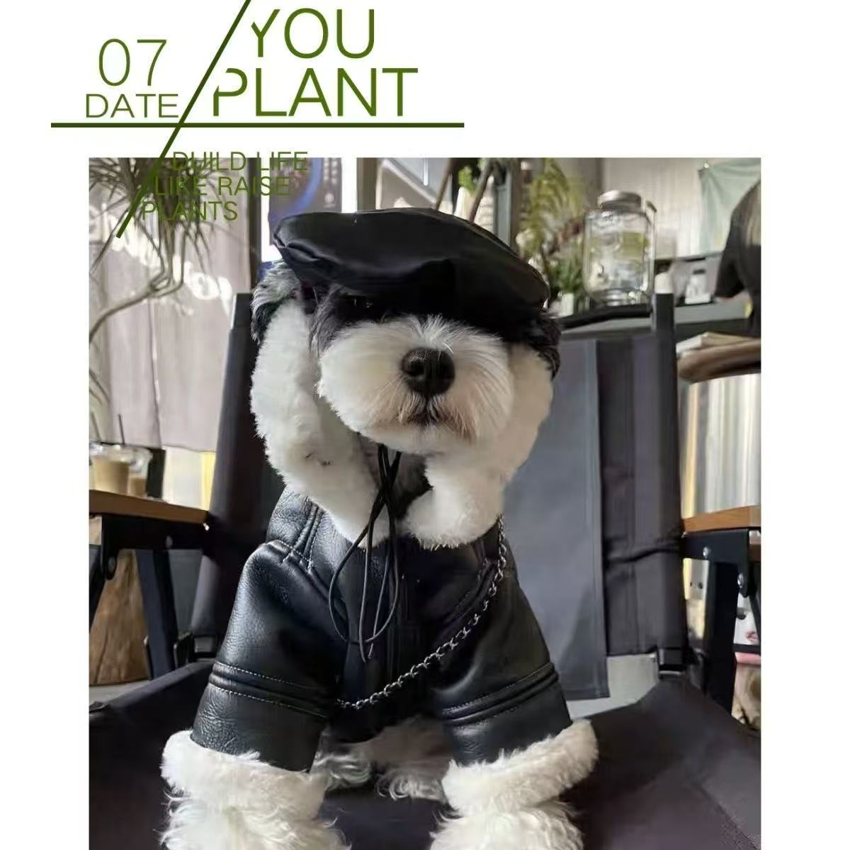 狗狗衣服冬季保暖中小型犬加绒皮衣雪纳瑞法斗泰迪皮毛一体皮棉衣