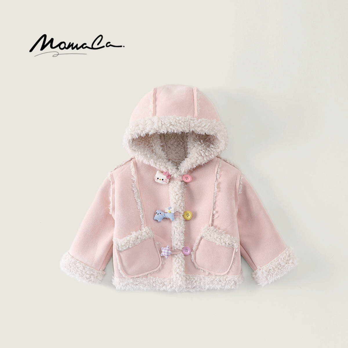 MOMOCO冬季2025新款女童韩版洋气保暖加绒厚款外套77830107043