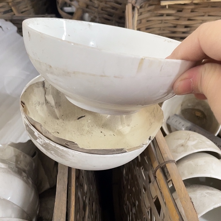 瓷片国营二厂强化瓷饭碗盘一对 口径16