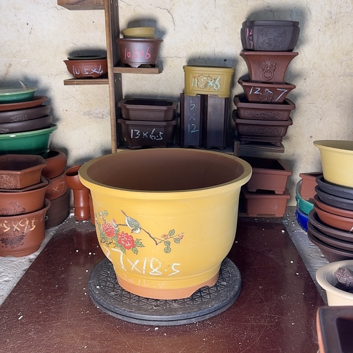 宜兴紫砂花盆，手工制作