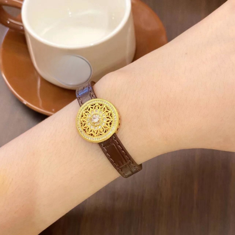 铜合金手链 太阳花表盘手工气质轻奢创意礼物圣诞节礼品女士镶嵌