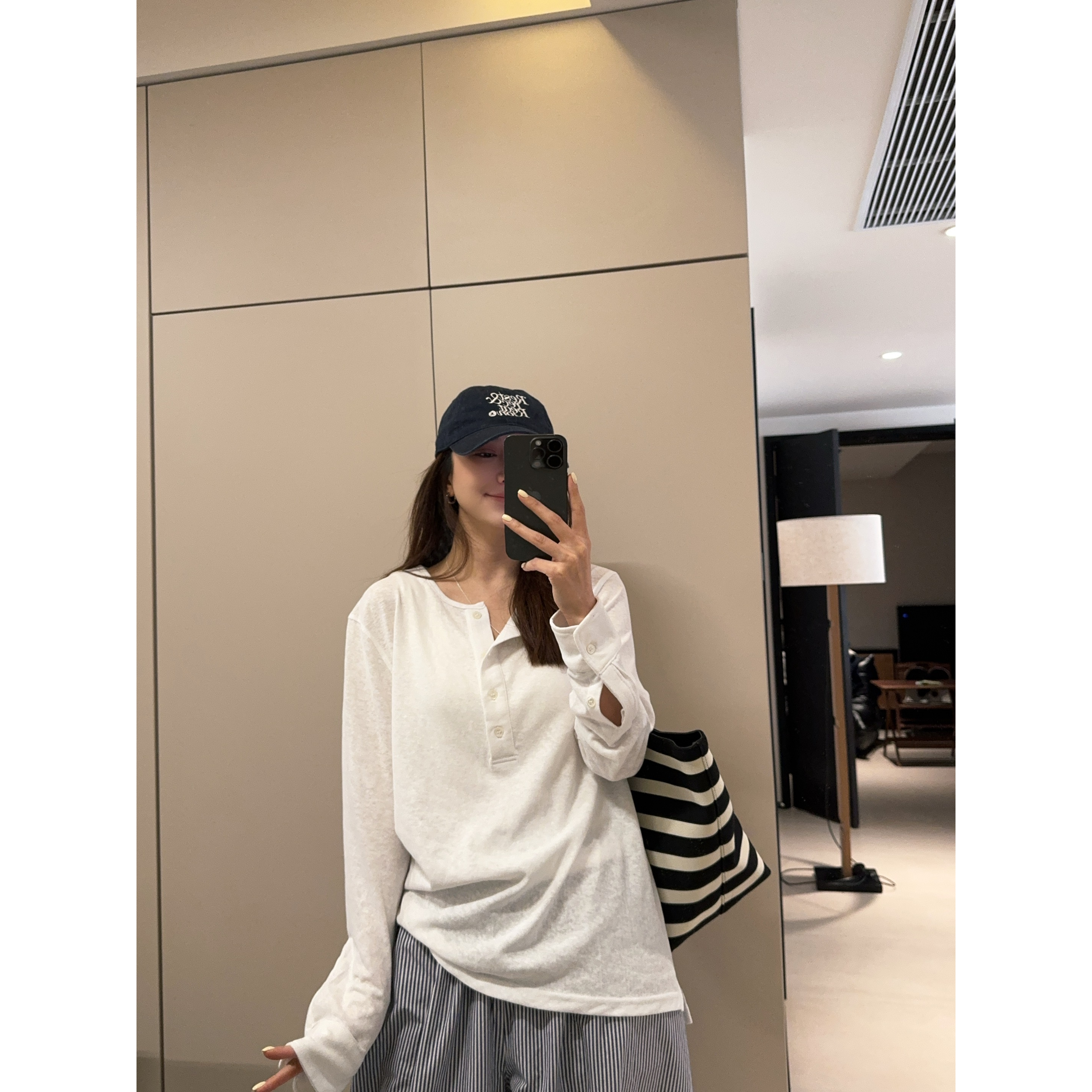 ［IAMMEIYA］-大骨架穿搭 风铃纽扣T恤16032