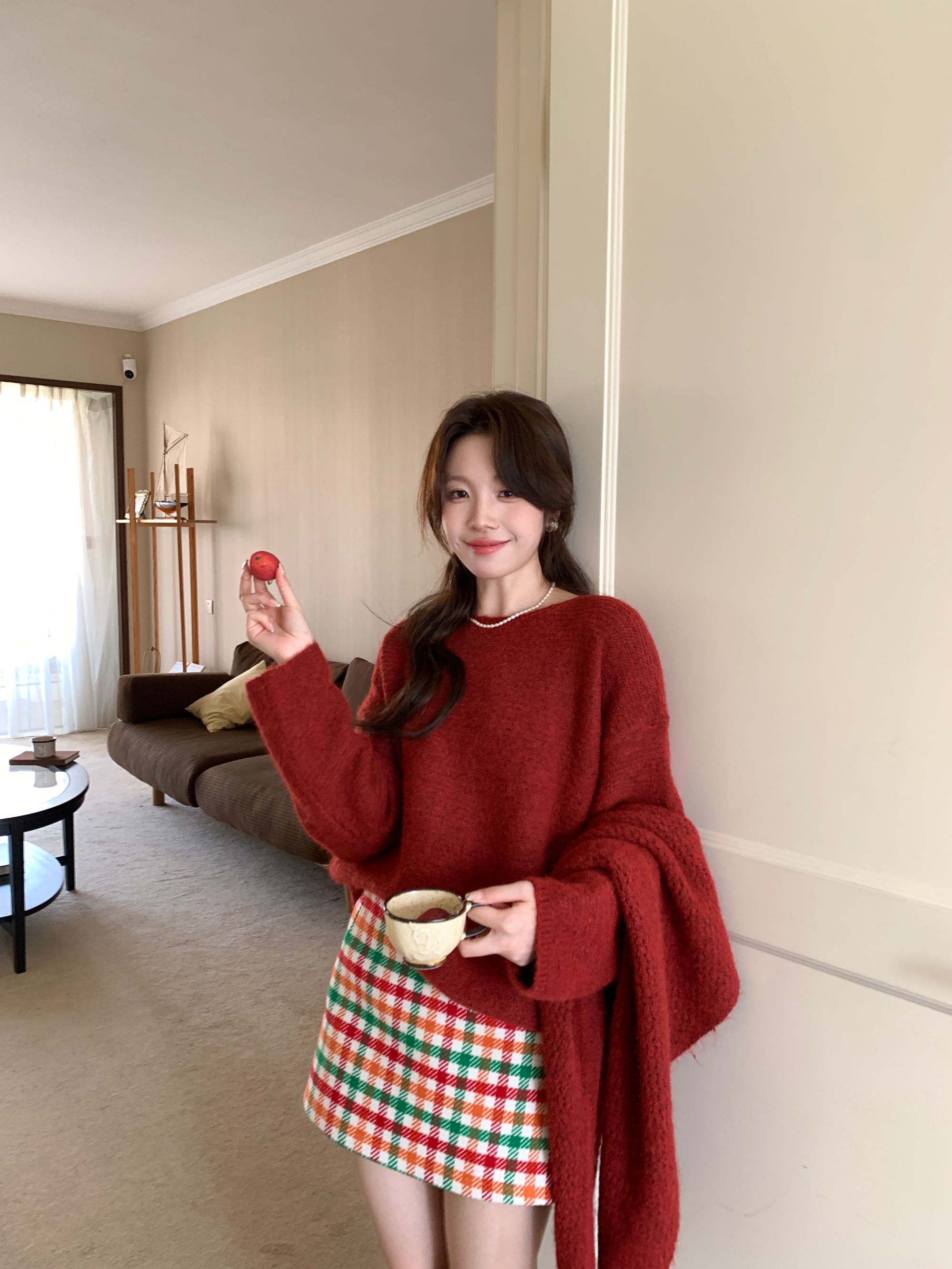 Even一雯【毛绒童话】韩系高智感秋冬毛球披肩针织加厚圣诞氛围毛衣