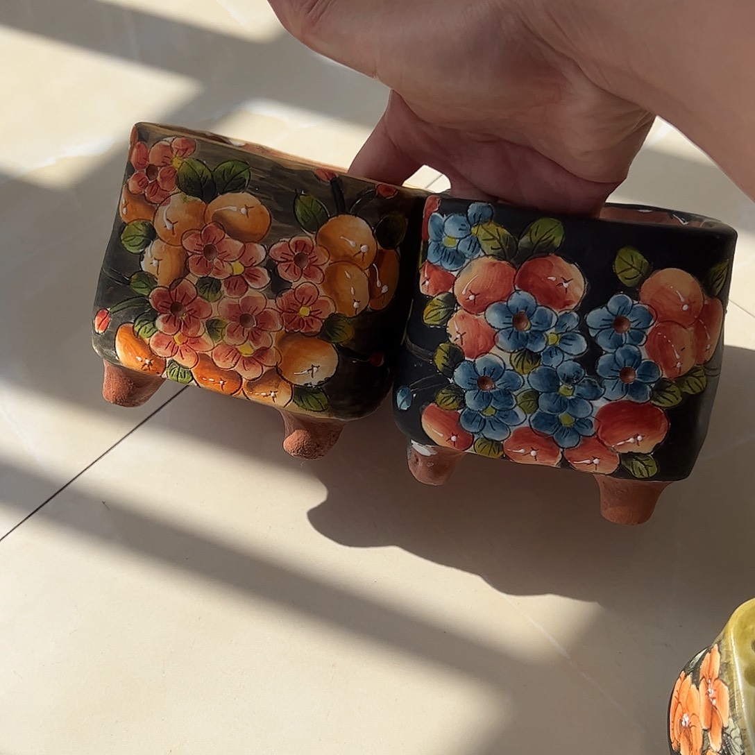 品***悠景德镇炫彩手绘景德镇陶瓷花盆