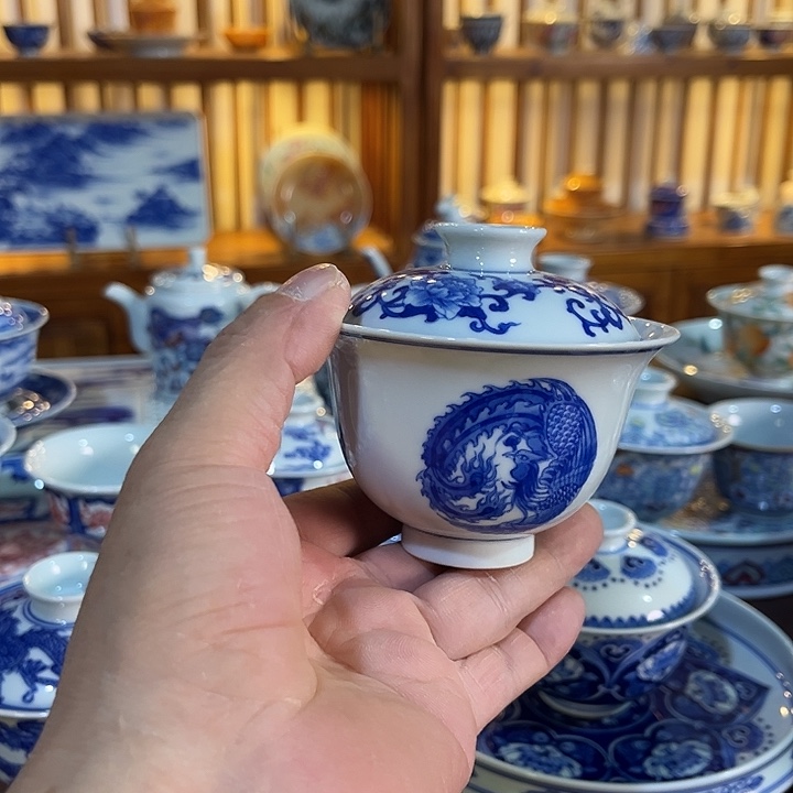錡镇堂手工手绘盖碗