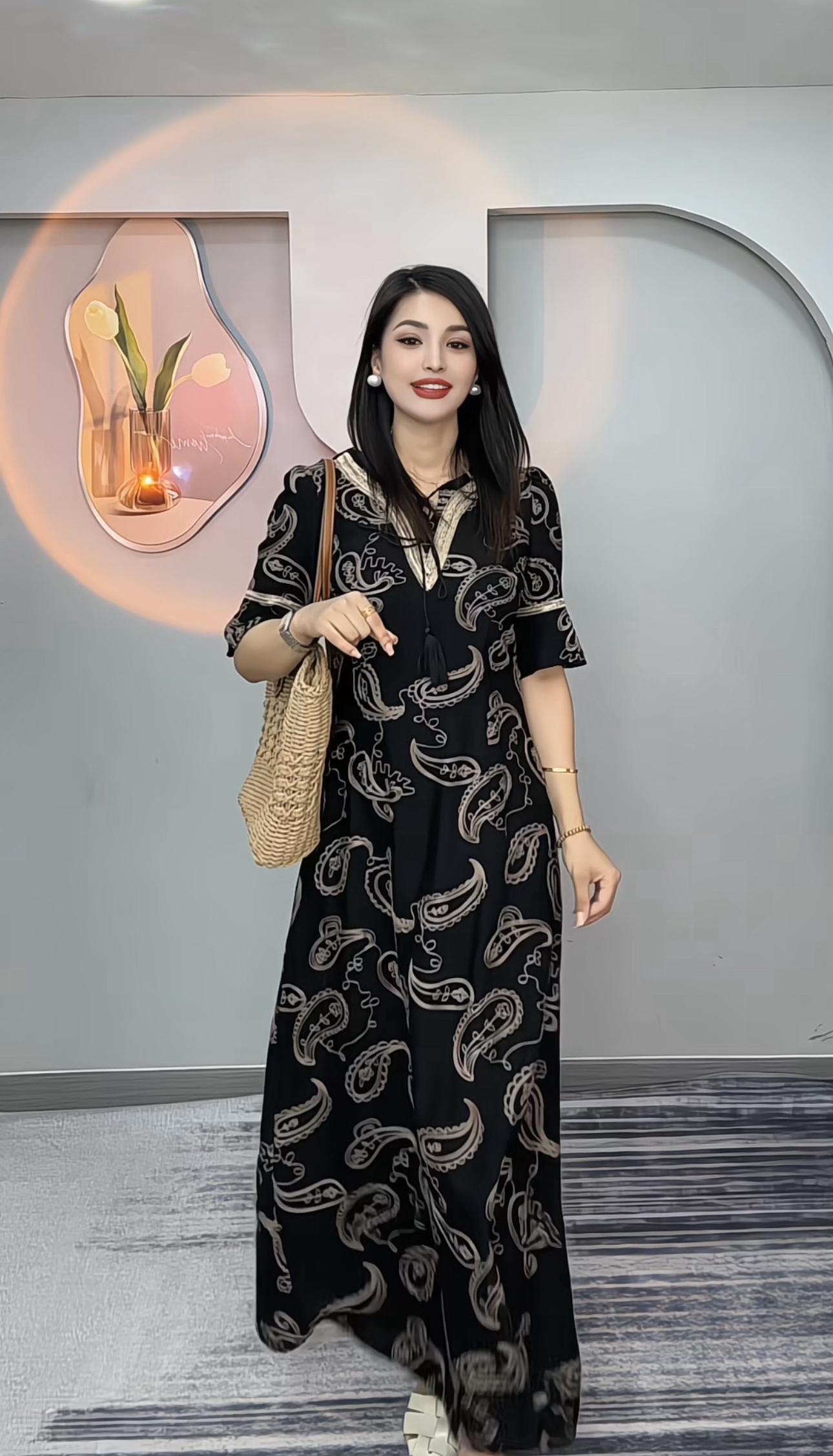 【MAYSAR】重工民族风腰果花手工刺绣连衣裙