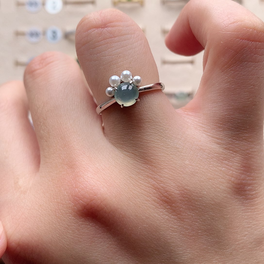 翡翠戒指银S925镶嵌0053