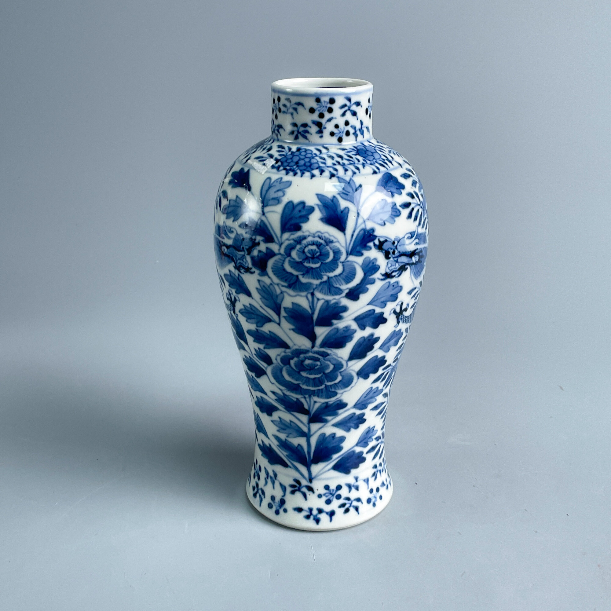 瓷器/古董清光绪青花龙穿花鸡腿瓶-M25BN000A16收藏/文物/绣花张