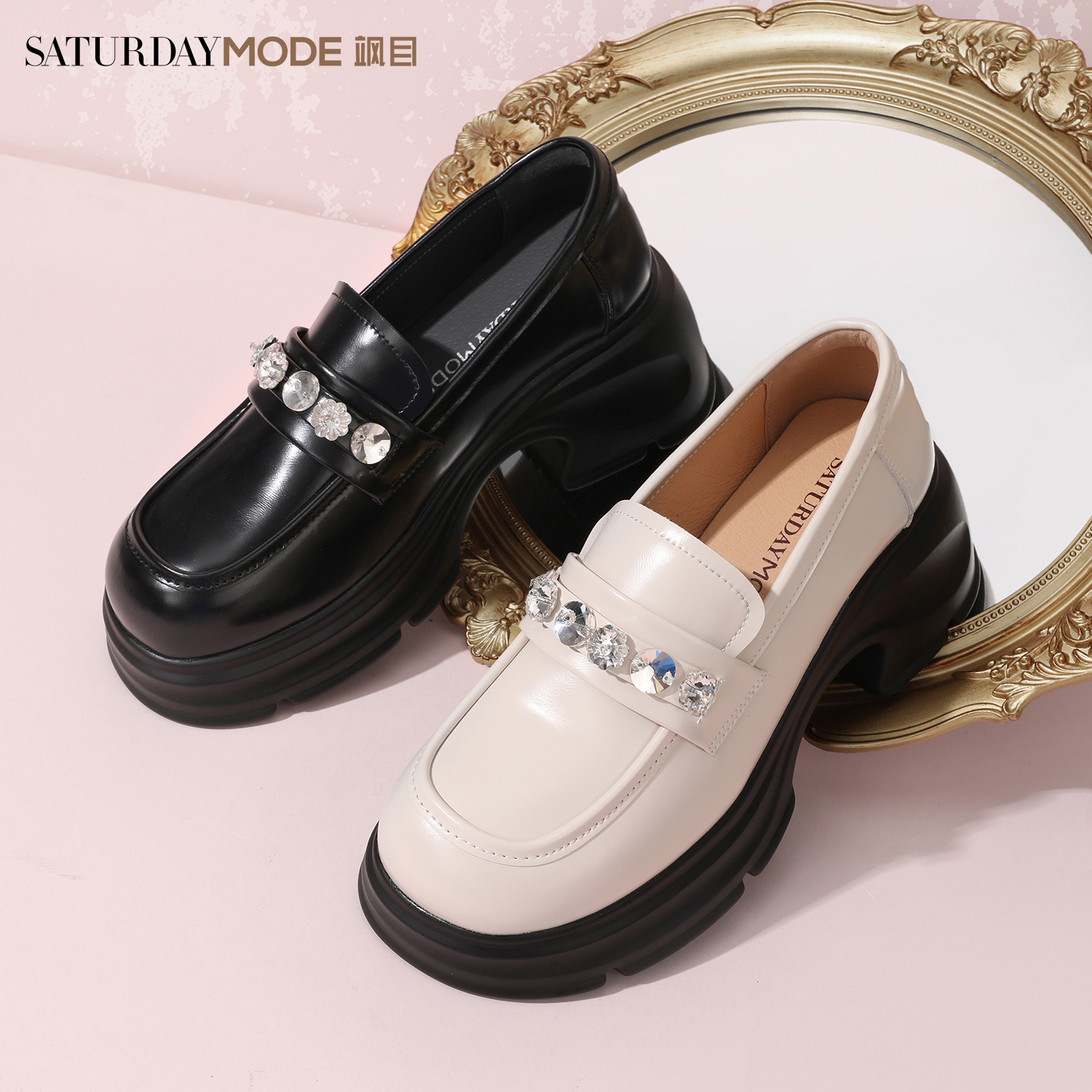 SATURDAYMODE时尚厚底软底乐福鞋春季秋款英伦简约MD43112D25