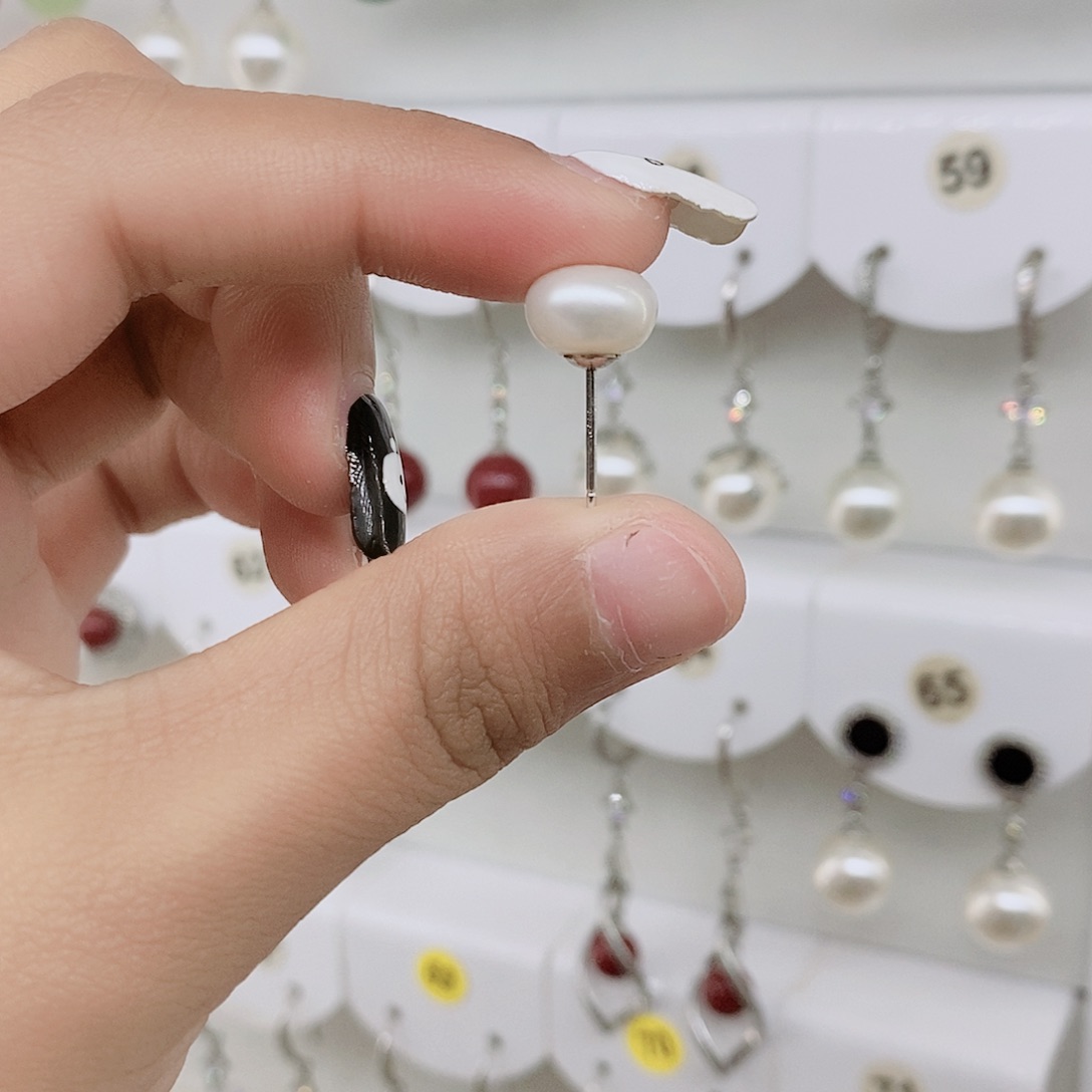 925银扁珠子的耳钉