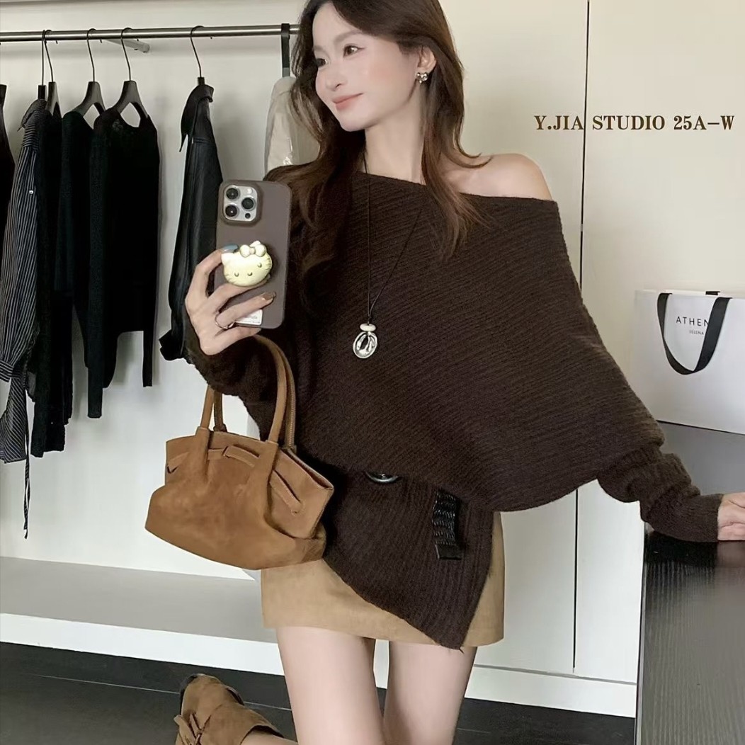 纯欲风圆领时尚小众露肩(给编码备注)