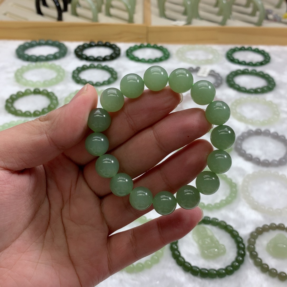 未镶嵌手串和田玉（冰晴绿12）
