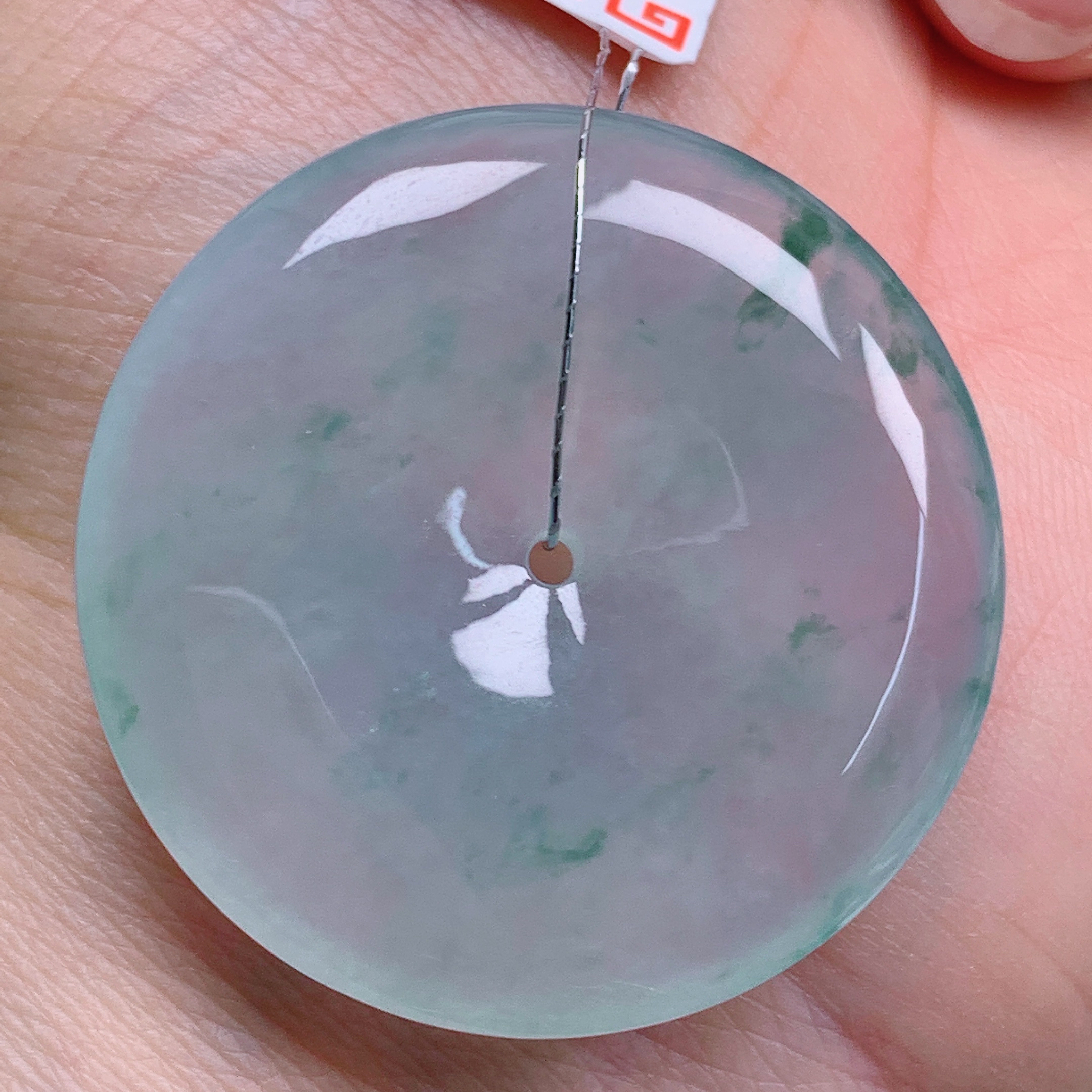 天然缅甸翡翠A货正冰飘花平安扣气质精美尺寸34.7+6  577